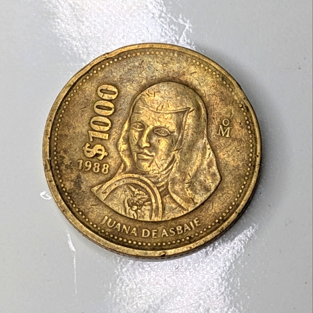 1988 Mexico $1000 Pesos Coins - Juana De Asbaje Circulated KM-536